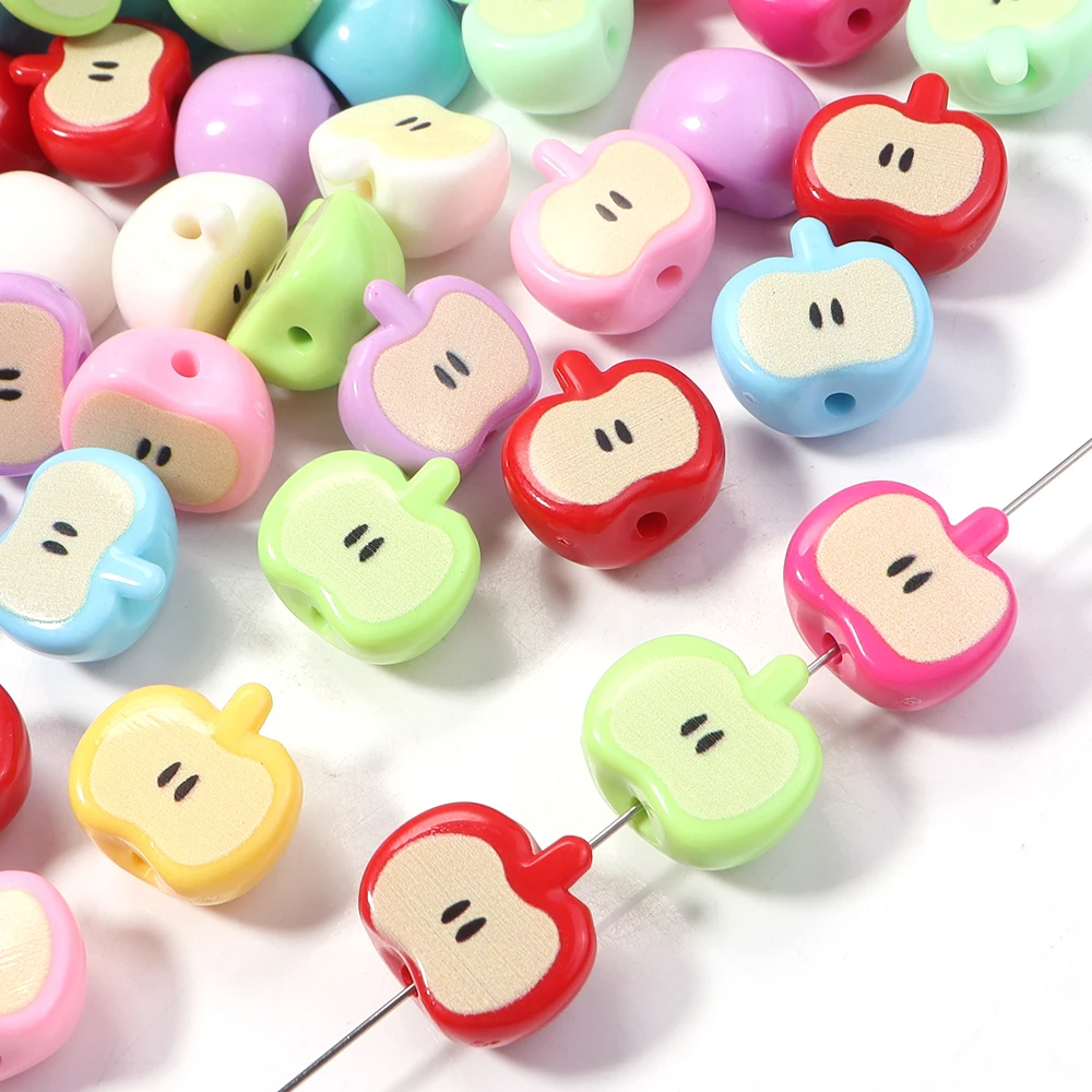 10pcs/lot 16x17.5mm Acrylic Beads Fruit 3D Apple shape Loose Spacer Beads For Jewelry Making DIY Necklace Bracelet Accessories image 6