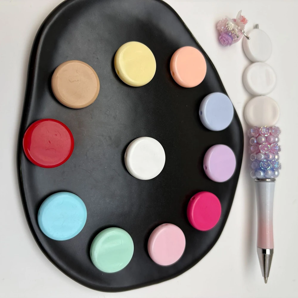 

50 шт. Новые круглые бусины-шары с плоским дном, 20 мм, толщина 5 мм, цветные, для рукоделия, изготовления украшений, аксессуары для шариковых ручек