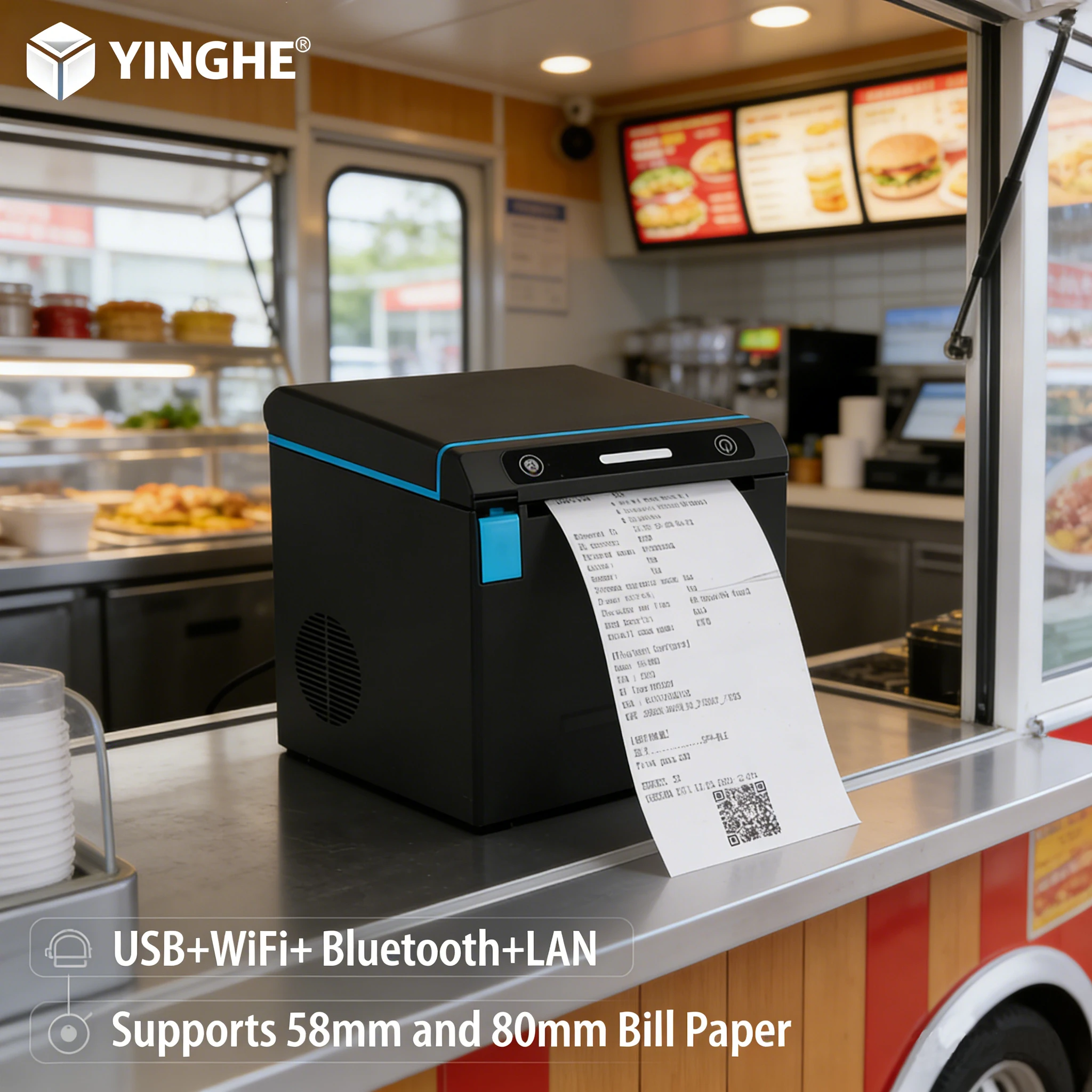 

Restaurant Management POS Printer - 80MM/58MM Thermal Receipt Printing with 7-Device Connectivity for Delivery Services