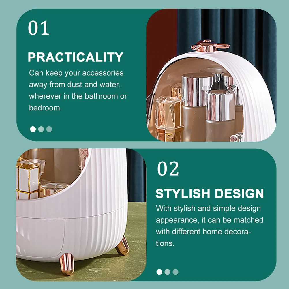 

Sturdy Makeup Organizer Egg Shape Storage Box Large Capacity Transparent Dustproof Container For Bedroom Bathroom Use