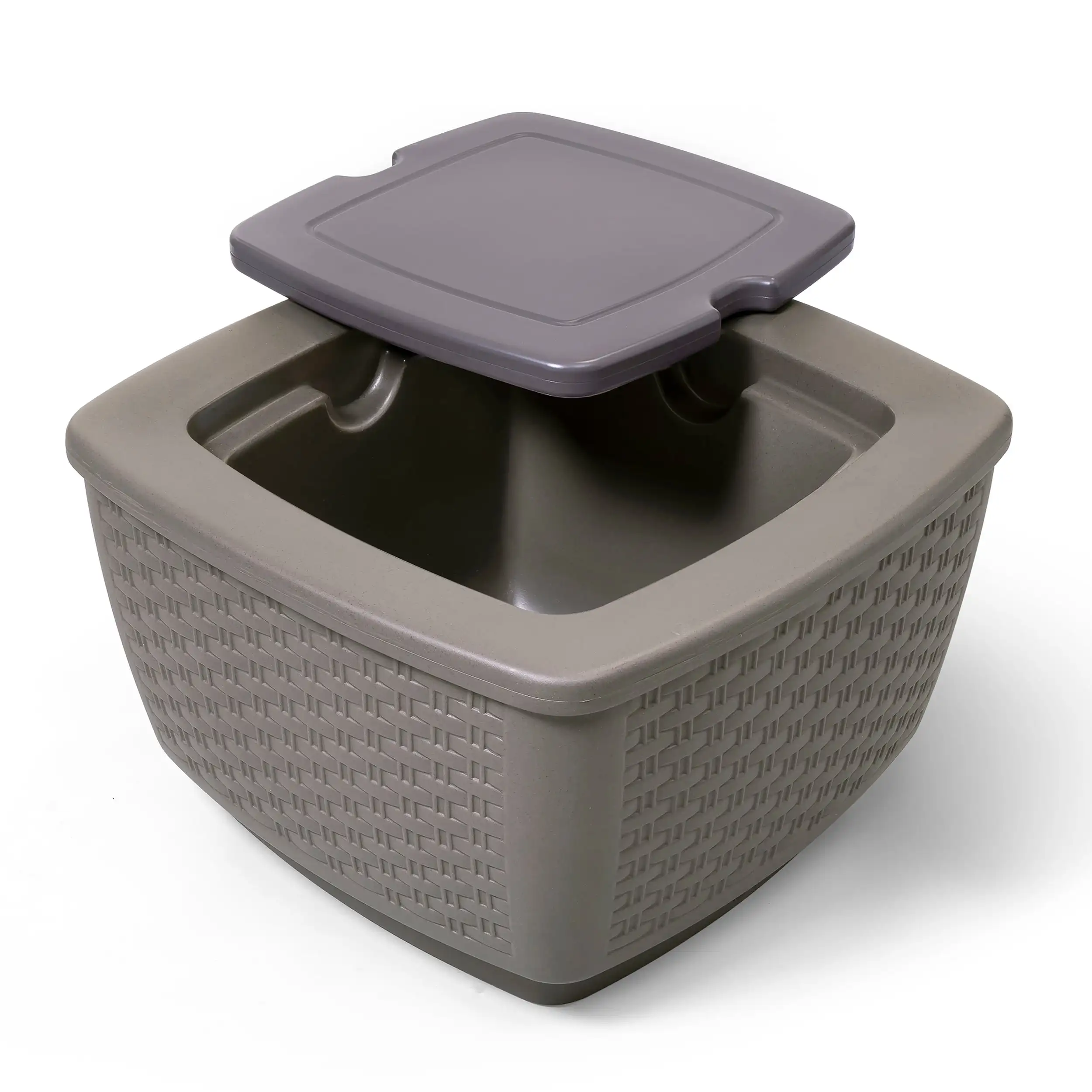 Brown Plastic Patio Bar Table Game Table and Outdoor Ice Cooler Table