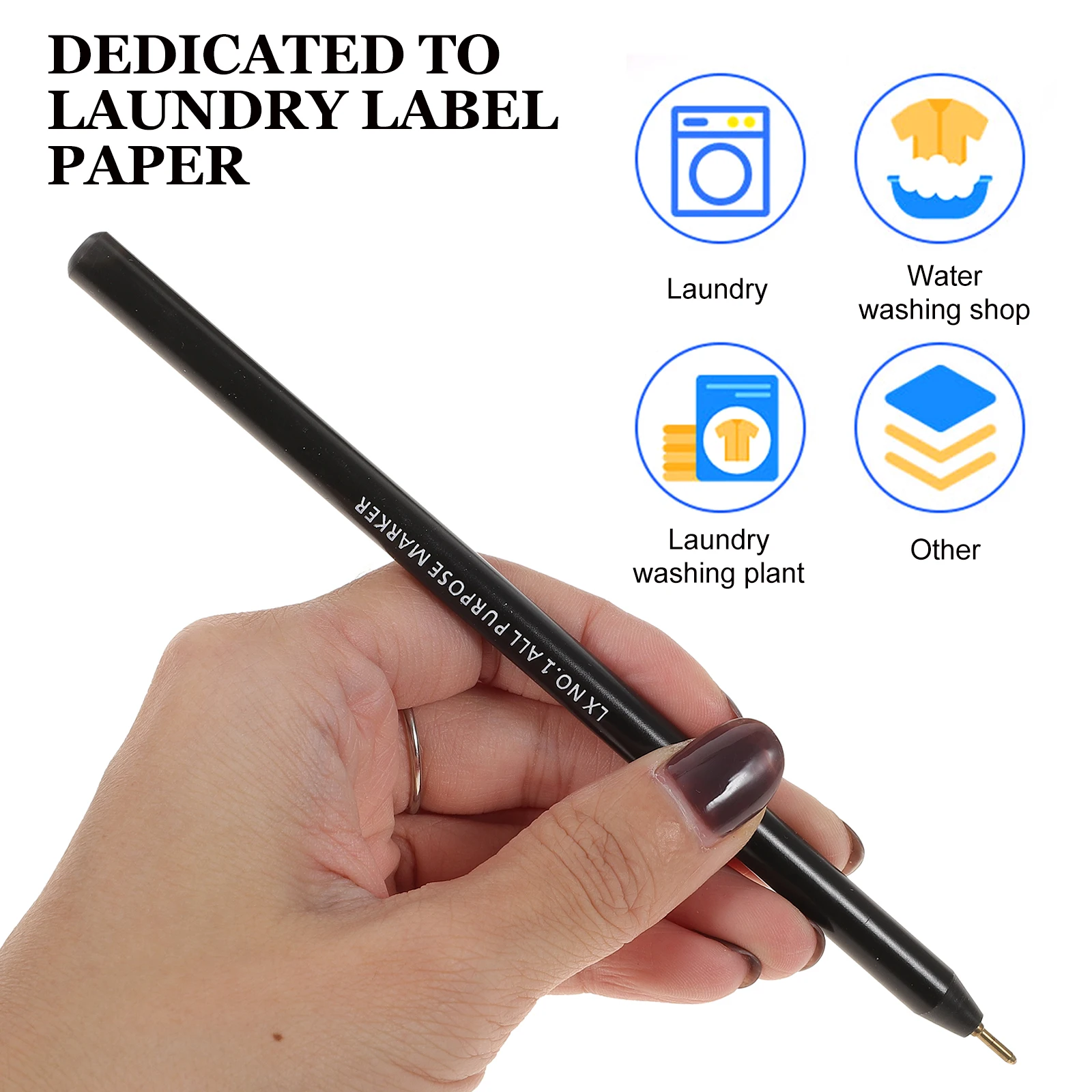 

5Pcs Laundry Marker Pens Black Fine Tip for Clothing Labeling Clothes Permanent Waterproof Laundry Room Use Marker Pen
