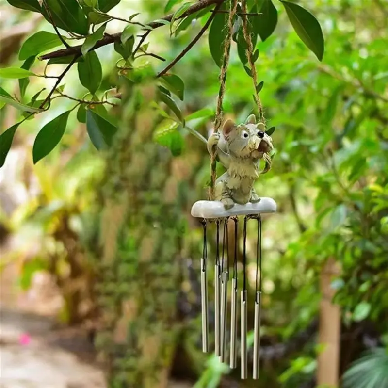 B84B Cute Animal Wind Chimes Cartoon Pendants Decorative Swing Garden Crafts Ornaments for Outside Patio