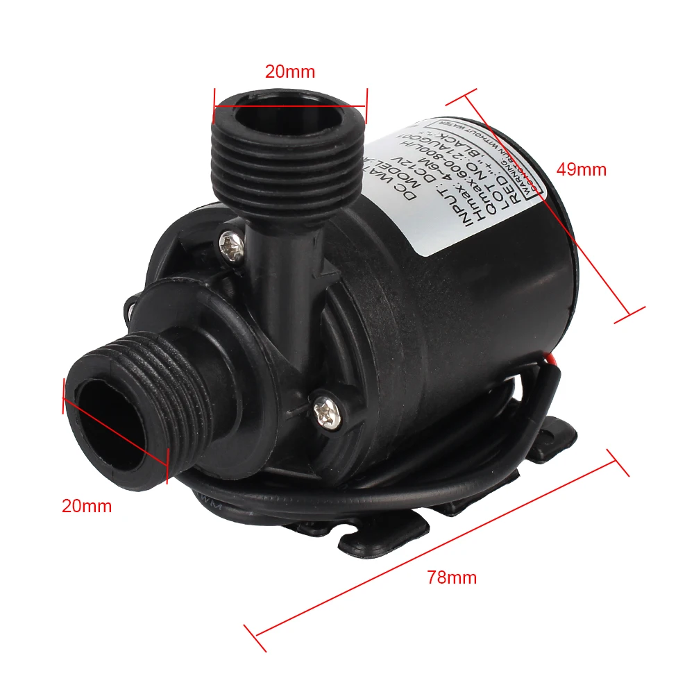 Mini bomba de agua sumergible ultrasilenciosa, 12V de CC, sin escobillas, 800L/H, jardín, portátil, 5M, sistema de refrigeración, calentador de