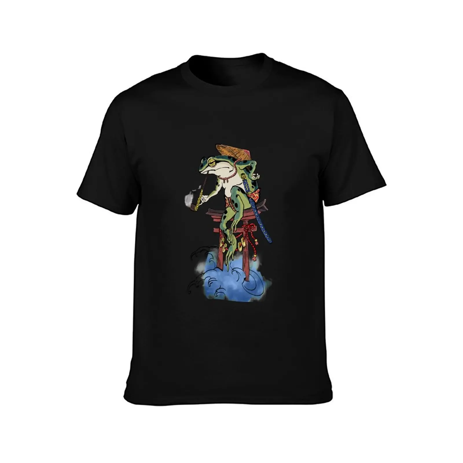 Froggy Ronin on top of the sea. T-Shirt Odor Resistant Short Sleeve Top T-Shirt