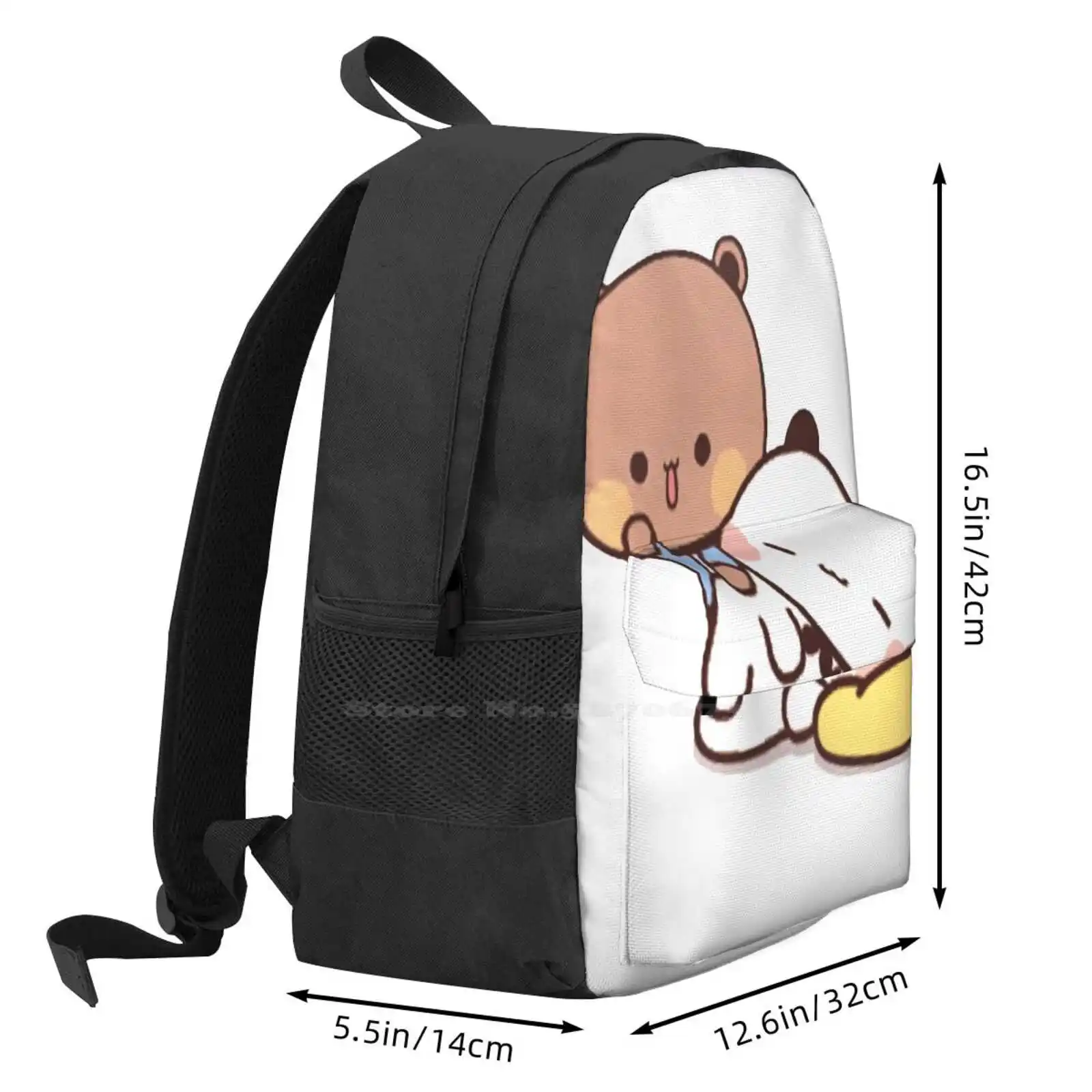 Urso panda e brownie para casal, mochila 3D Print Design, bolsa de estudante, saco colorido bonito, ursos de bebê