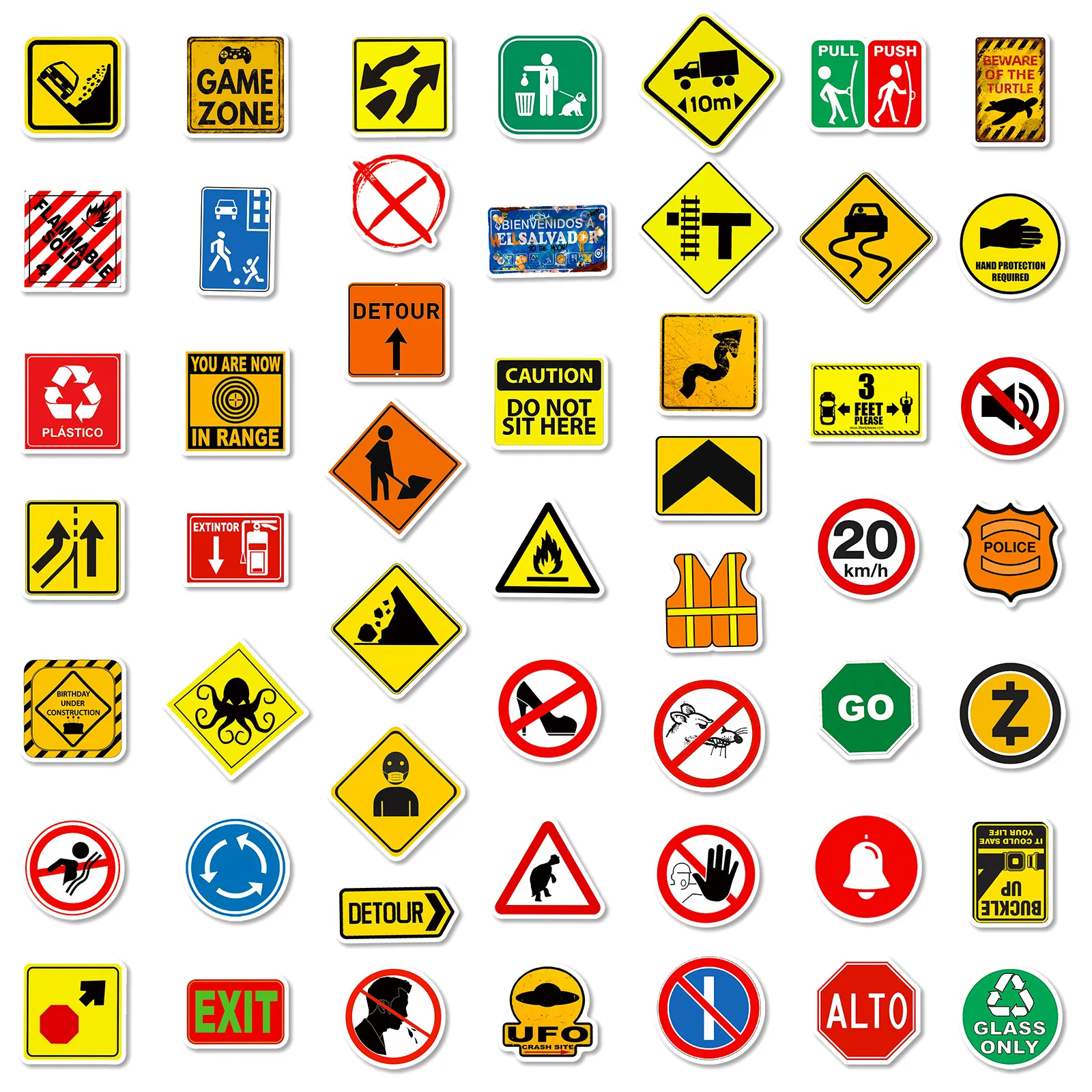 100Pcs Funny Warning Stickers Danger Banning Sign DIY Decals Scrapbooking Phone Luggage Skateboard Waterproof Sticker Packs