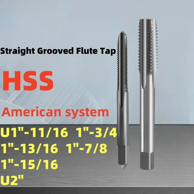 1PCS HSS American Fine Straight Grooved Flute Tap UNC UNF UNS 1-11/16 1-3/4 1-13/16 1-7/8 1-15/16 2 Inch Right Hand Thread Taps