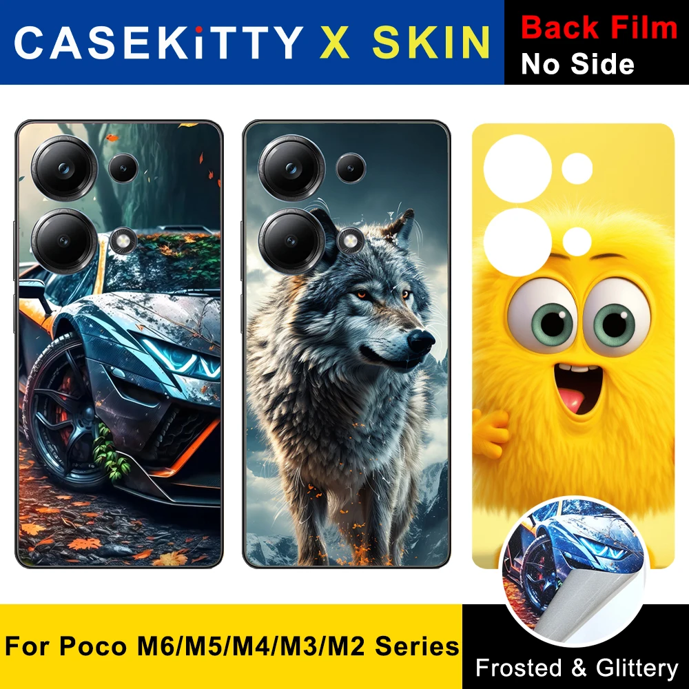 CASEKiTTY Skin For Poco M6 Pro Back Film Xiaomi Poco M5 M5S Sticker M4 4G 5G M3 M2 Protective Decal Wrap Back Screen Protector