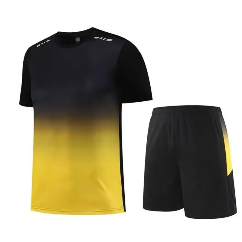 Summer Quick Drying Tracksuit Men Sports 2 Piece Outfits Sets Outdoor Tennis Badminton Basketball T-Shirt Shorts Set Sportswear