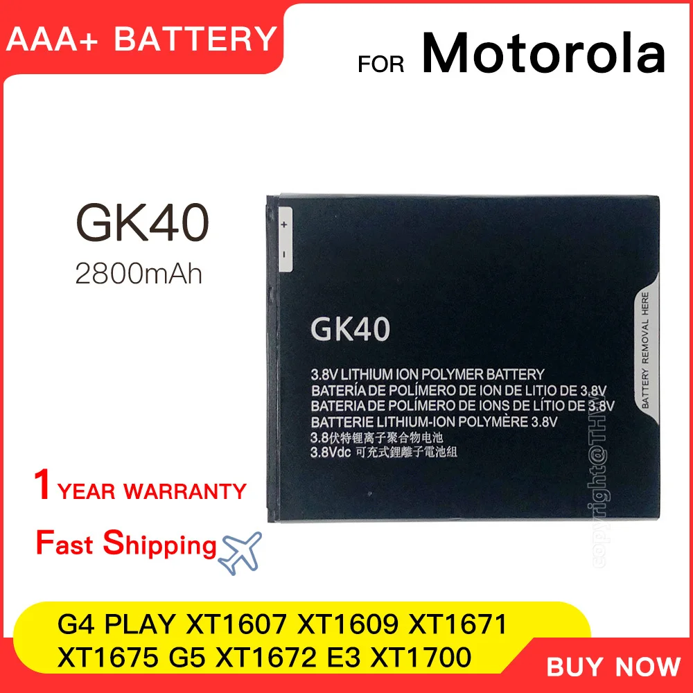 100% genuine 2800mAh SNN5976A GK40 G4 Play Battery For Motorola Moto G4 Play E4 XT1766 XT1607 XT1609 XT1600 MOT1609BAT GK 40