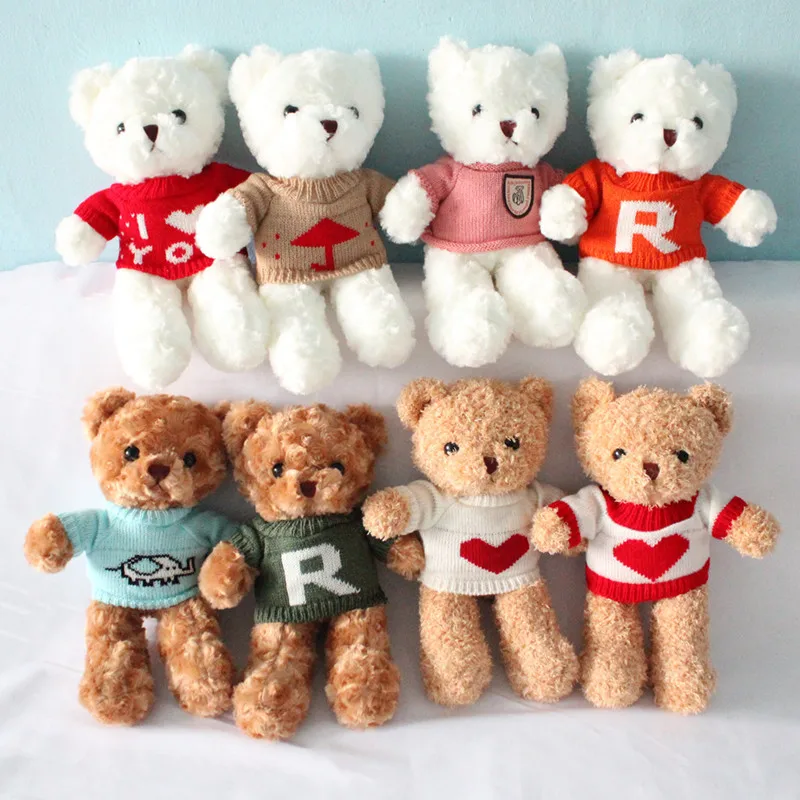 30pcs/lot Wholesale Plush Animal Doll Toy Sweater Teddy Bears Cloth Hug Stuffed Keychain,Deposit First to Get Discount,Pta381