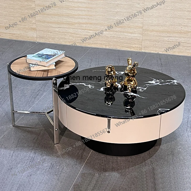 

Microcrystalline stone living room home modern simple retro Italian-style large and small apartment coffee table combination