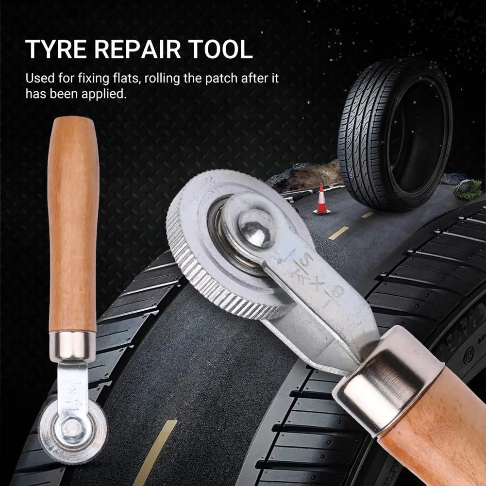 Motorcycle Tire Flat Roller Smooth Rolling Stable Wood Handle Anti Corrosion Tire Patch Roller for Workshop