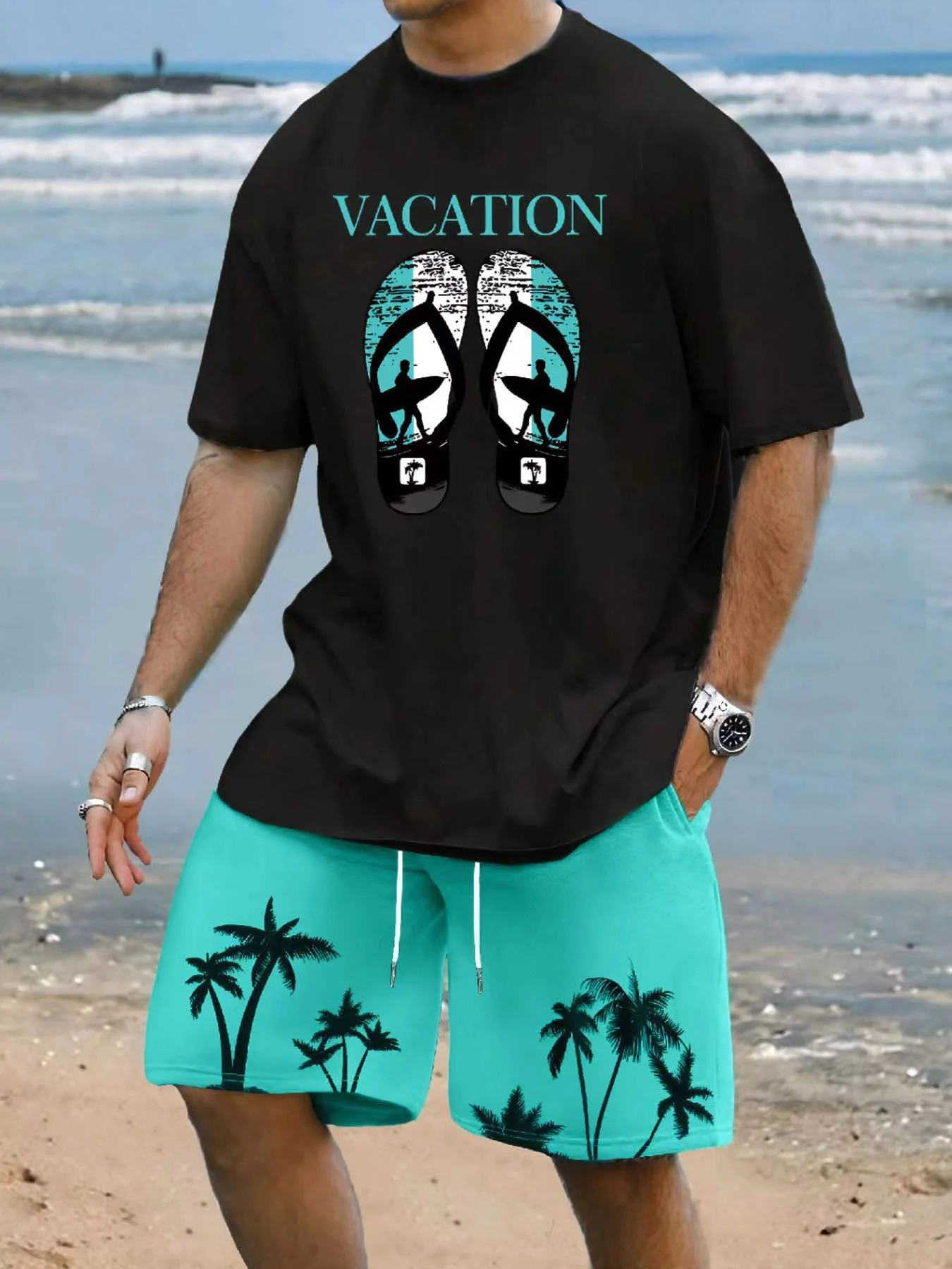 

A new summer 2025 casual, fashionable soft comfortable breathable and lightweight 3D printed pattern men's suit