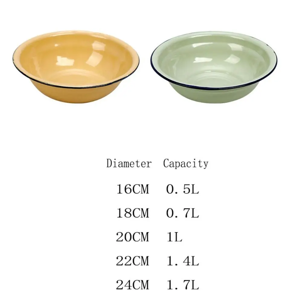 Recipientes de comida para mezclar ensaladas esmaltados, Vintage de sopa cuenco verde/amarillo, resistente a caídas, 16/18/20/22/24cm, cuenco de sopa para restaurante