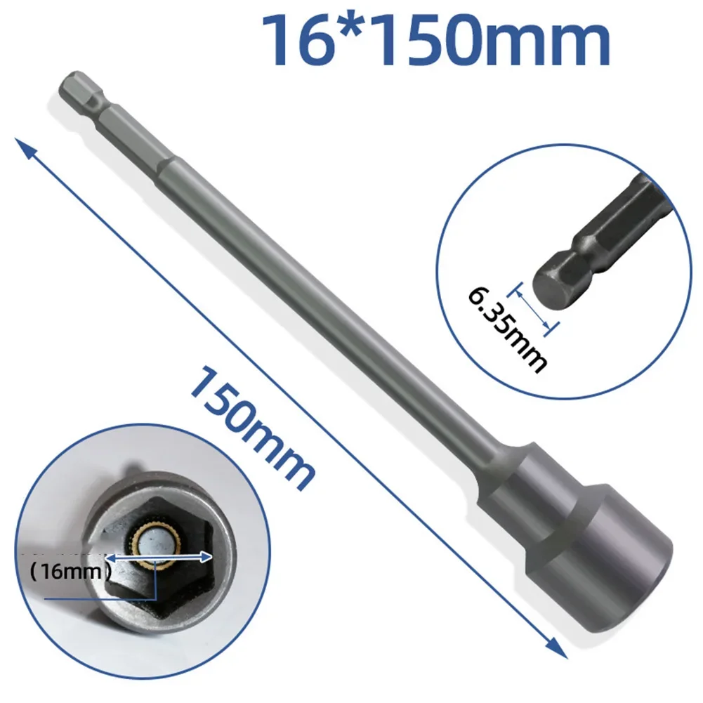 Conjunto de ferramentas de parafuso métrico, broca adaptadora, haste hexagonal, soquete porca, 150mm longo, 6mm-19mm, 5 a 13mm