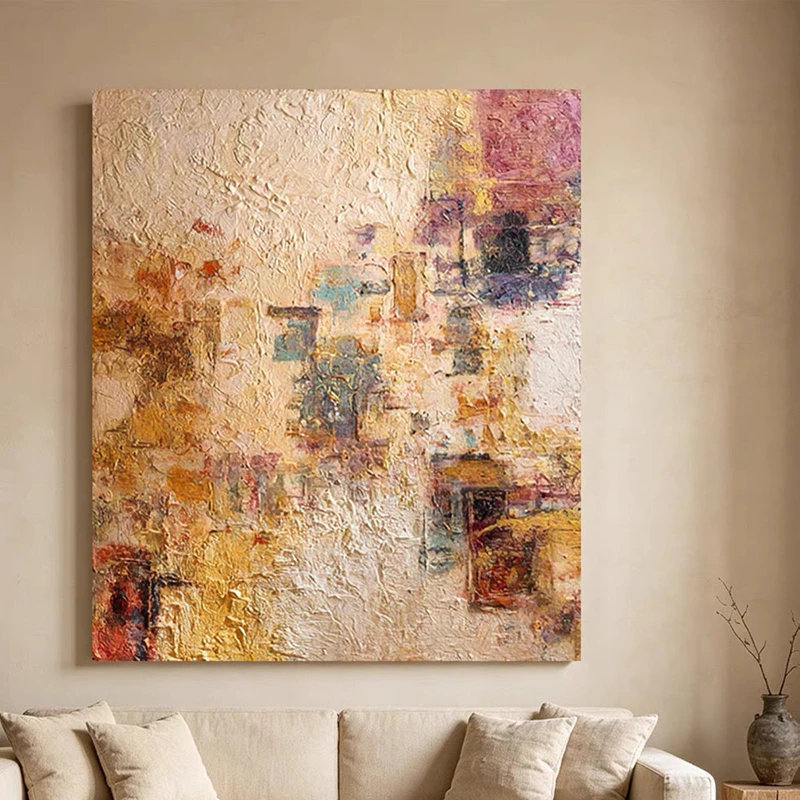Modern Pure Handmade Abstract Oil Painting Texture Poster For Living Room Wall Art Hanging Mural Living Room Bedroom Decoration