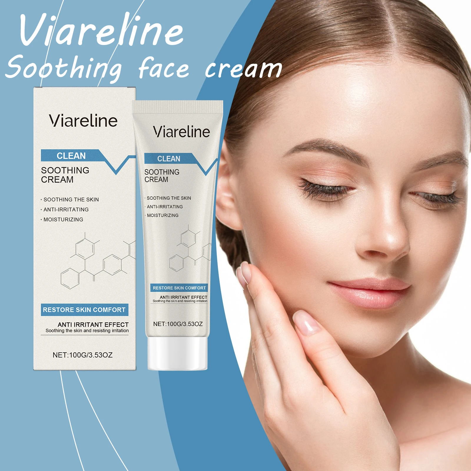 

Viareline Soothing Face Cream Reduce Dryness Redness Smoothing Repair Sun Damage Hydrating Non-irritating Relief Face Cream