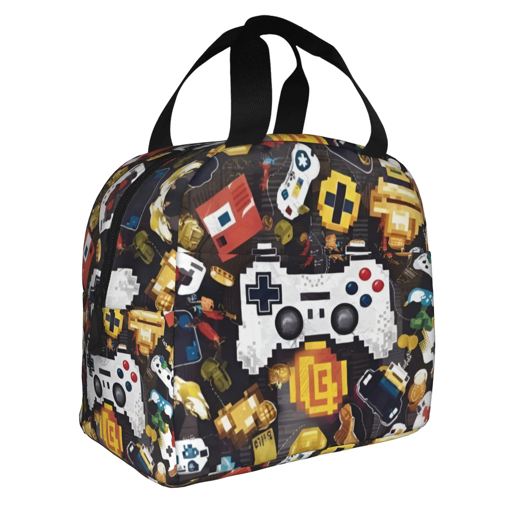 Game Controller Insulated Lunch Bag for Women Leakproof Colorful Cartoon Cooler Thermal Lunch Box School