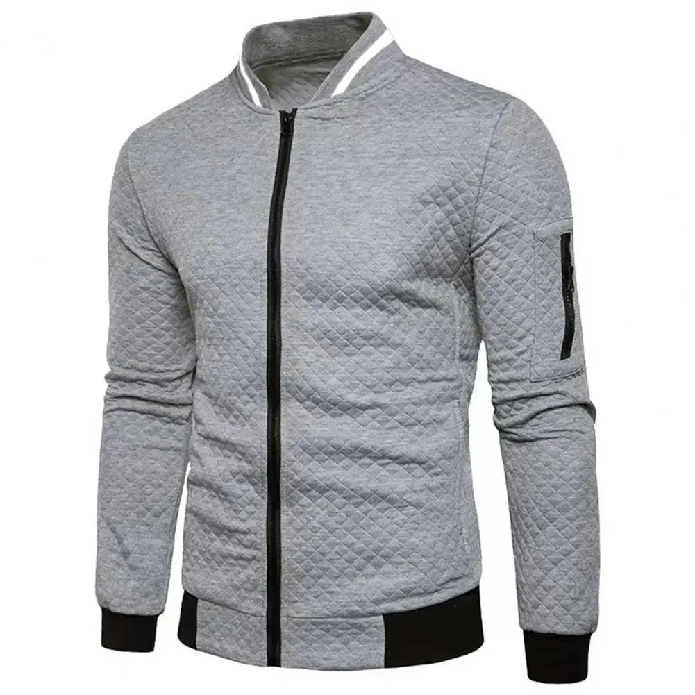 

Men Coat Slim Warm Zippered Cardigan with Pockets Zipper Closure Jacket