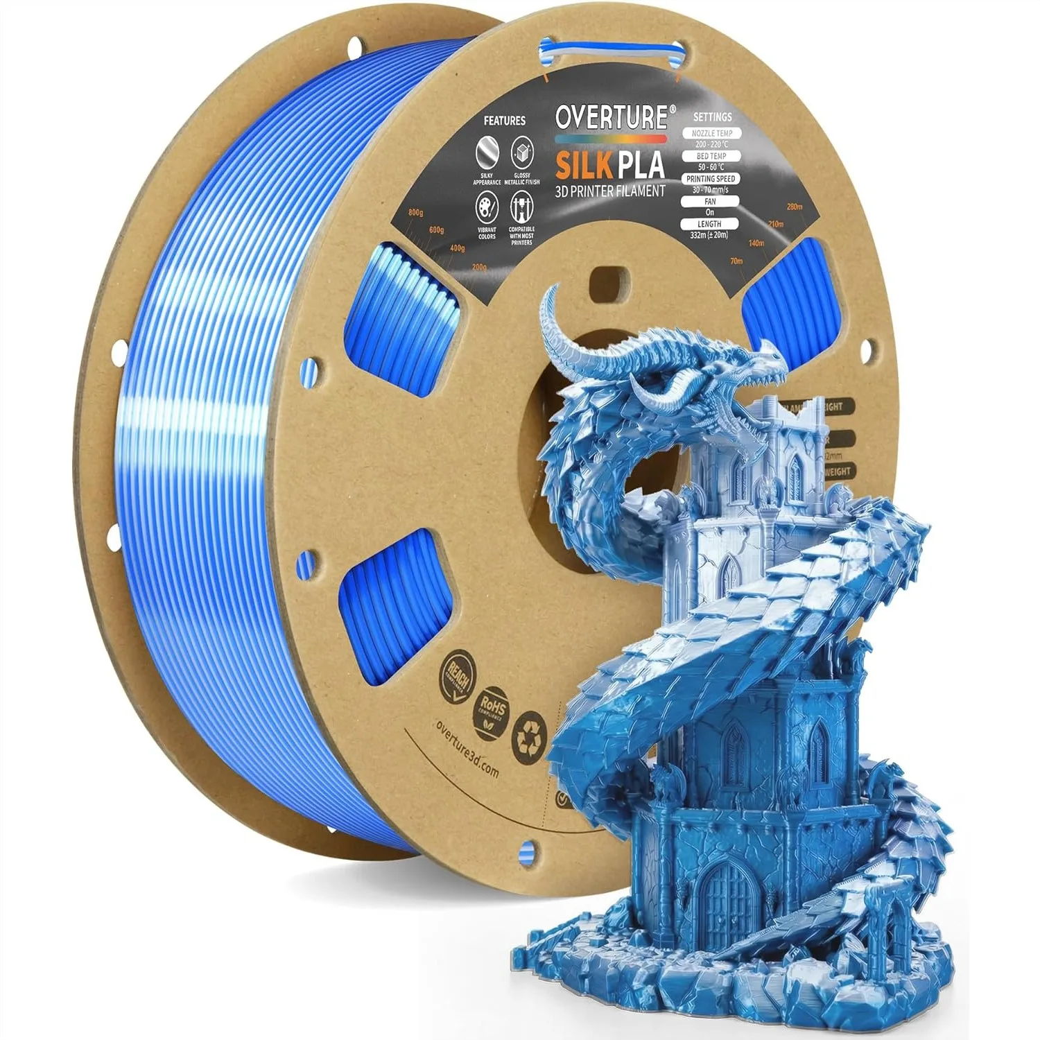 

Dual Color Silk PLA Filament 1.75mm, Bi-Color Shiny Finish for Cosplay Jewelry & Home Decor, 1kg Spool (2.2lbs), Silk