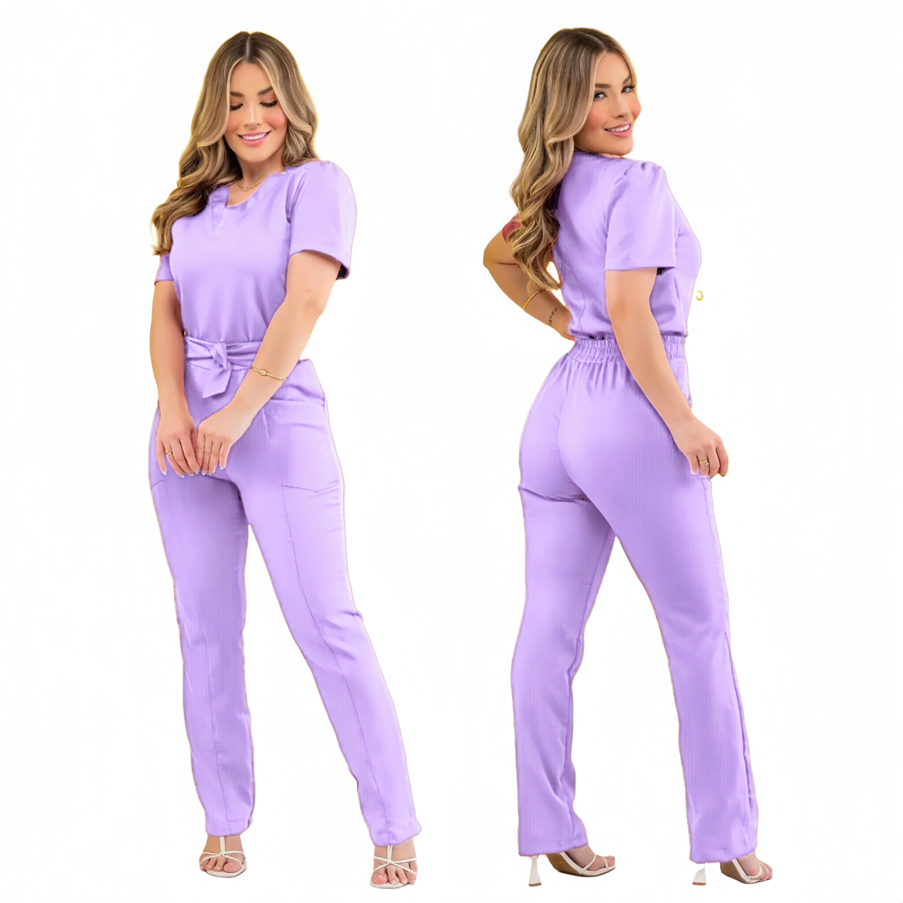 Top Sell Hospital Uniform Casual Medical Scrubs for Women Butterfly Knot Embroidery SPA Short Sleeve Nursing Scrub Uniforms Sets