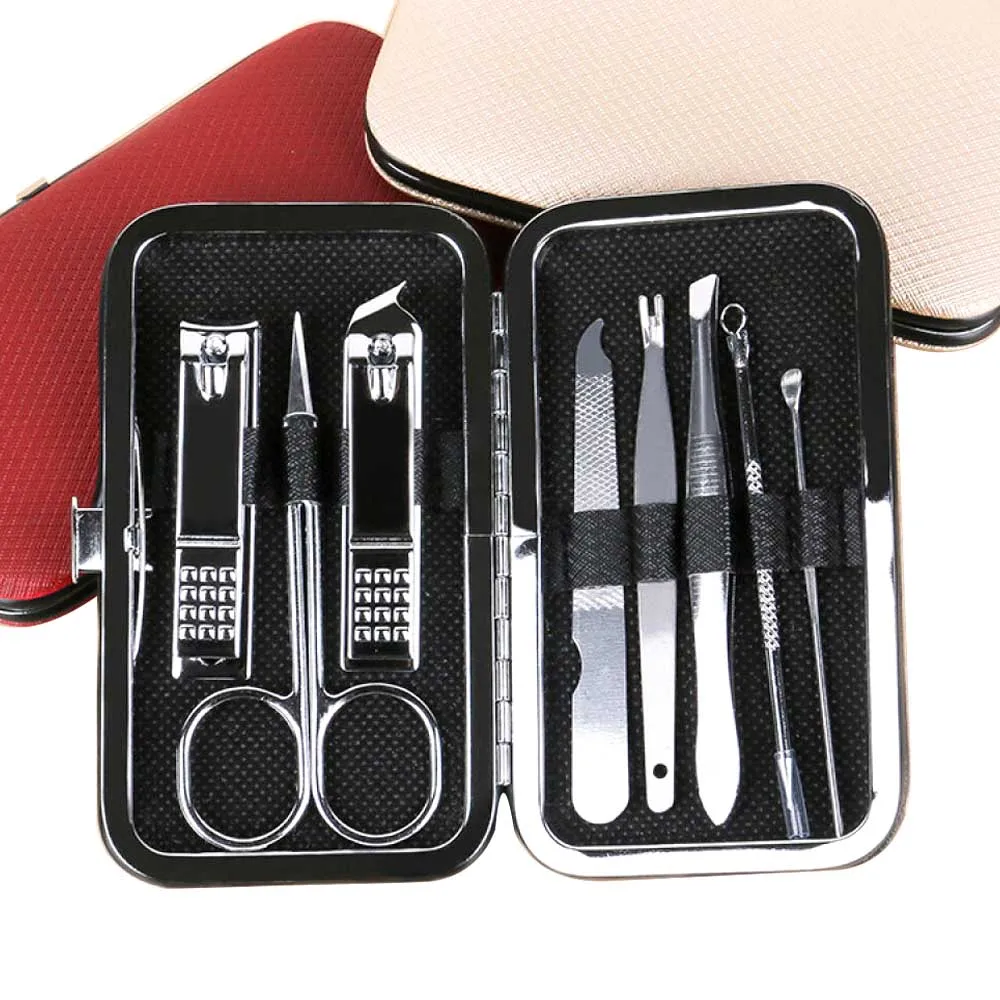 Ensemble de manucure et pédicure, coupe-ongles, manucure en acier inoxydable, Kit de toilettage professionnel, outils de soins des ongles, 7-8 pièces