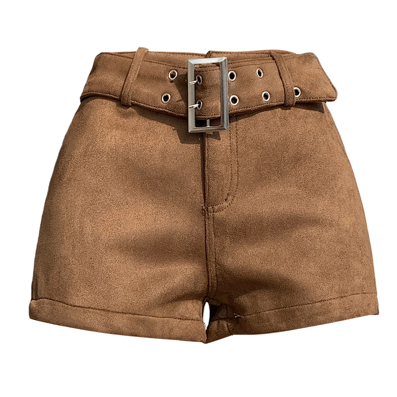 High Waist Casual Shorts for Women Autumn Winter New Style Slim Outerwear Shorts With Belt Fashionable Short Pants