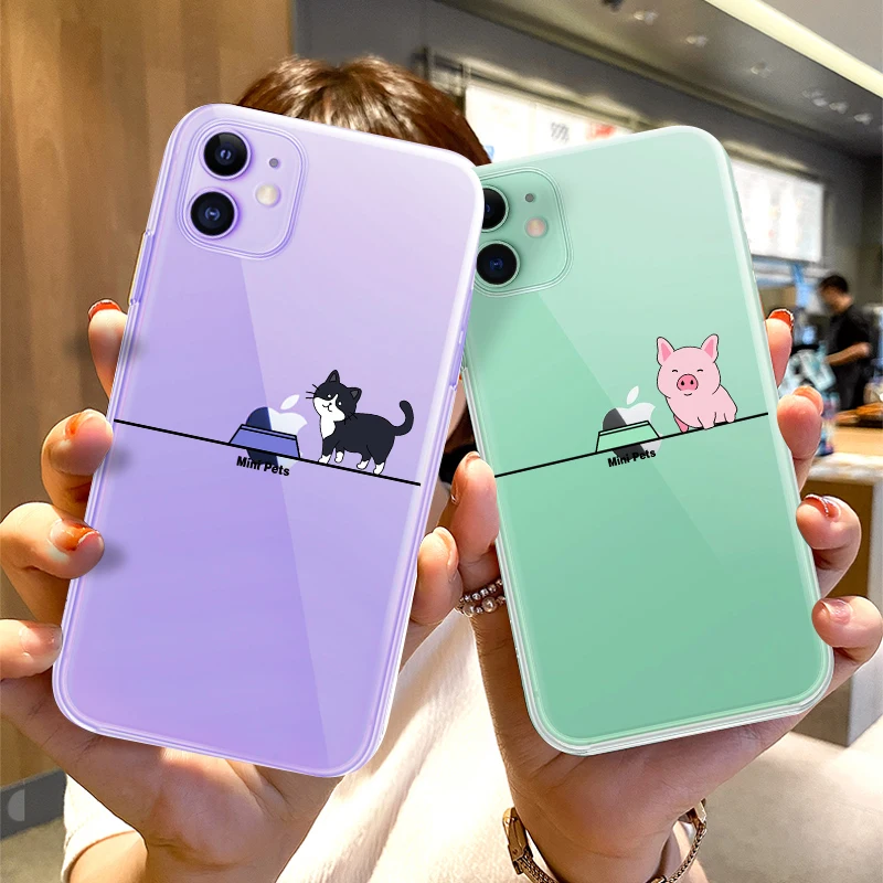 Lovebay Cute Cartoon Animals Phone Cases for IPhone 12 11 13 14 Pro Max 7 8 Plus X XR XS Soft Transparent Shockproof Back Covers