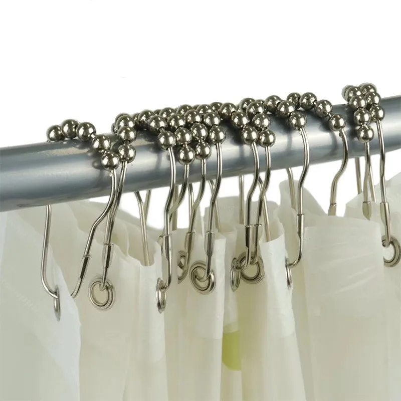Rolling Ball Smooth Glide 15 pcs Gourd Hooks, Anti-Fall, Home Bathroom & Bedroom Curtain Rod, Easy Slide No Sticking