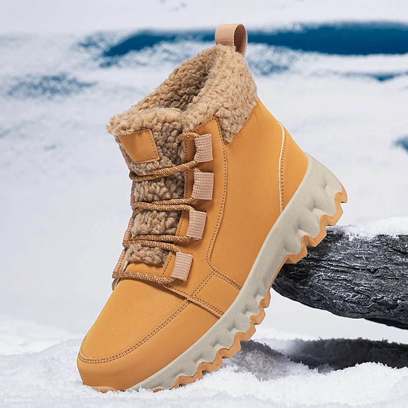 Fashion Snow Boots for Men Women Outdoor Hiking Shoes Waterproof Sneakers Super Warm Plush Women Boots Winter Unisex Work Shoes