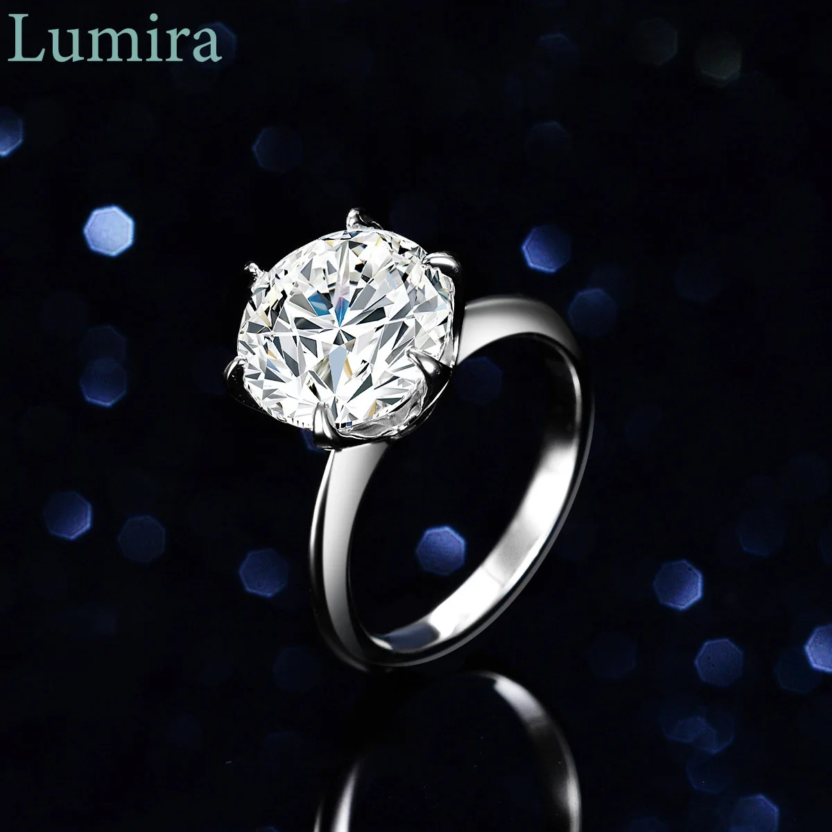 

Lumira Ultra-luxurious Six-Prong 5 Carat Moissanite Ring for Women Classic Pigeon Egg Platinum PT950 Wedding Band Gifts for Her