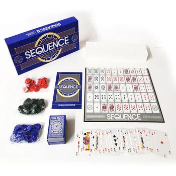 Jeu de société Sequence Luxury Edition pour 2 à 8 joueurs – Un jeu de fête familiale haut de gamme avec jeux de cartes intelligents et puzzle Gomoku