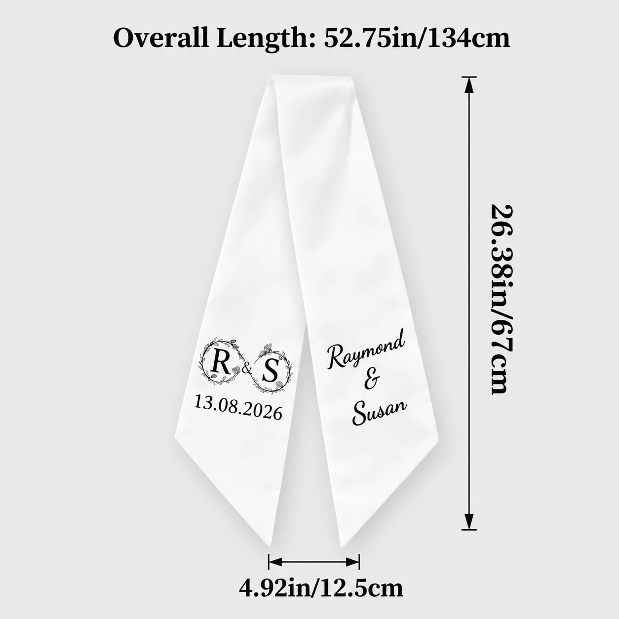 1PC Personalized Wedding Bouquet Ribbon Custom Bride Bouquet Wrap Names Initials Date Bridal Flower Ribbon Wedding Ceremony Gift