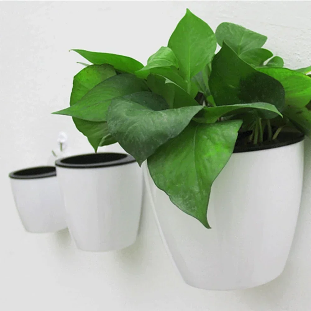 Wall-Mounted Plastic Potted Plant Flowerpot Creative Automatic Water-Absorbing Wall Hanging Home Flower Pot Wall Decoration