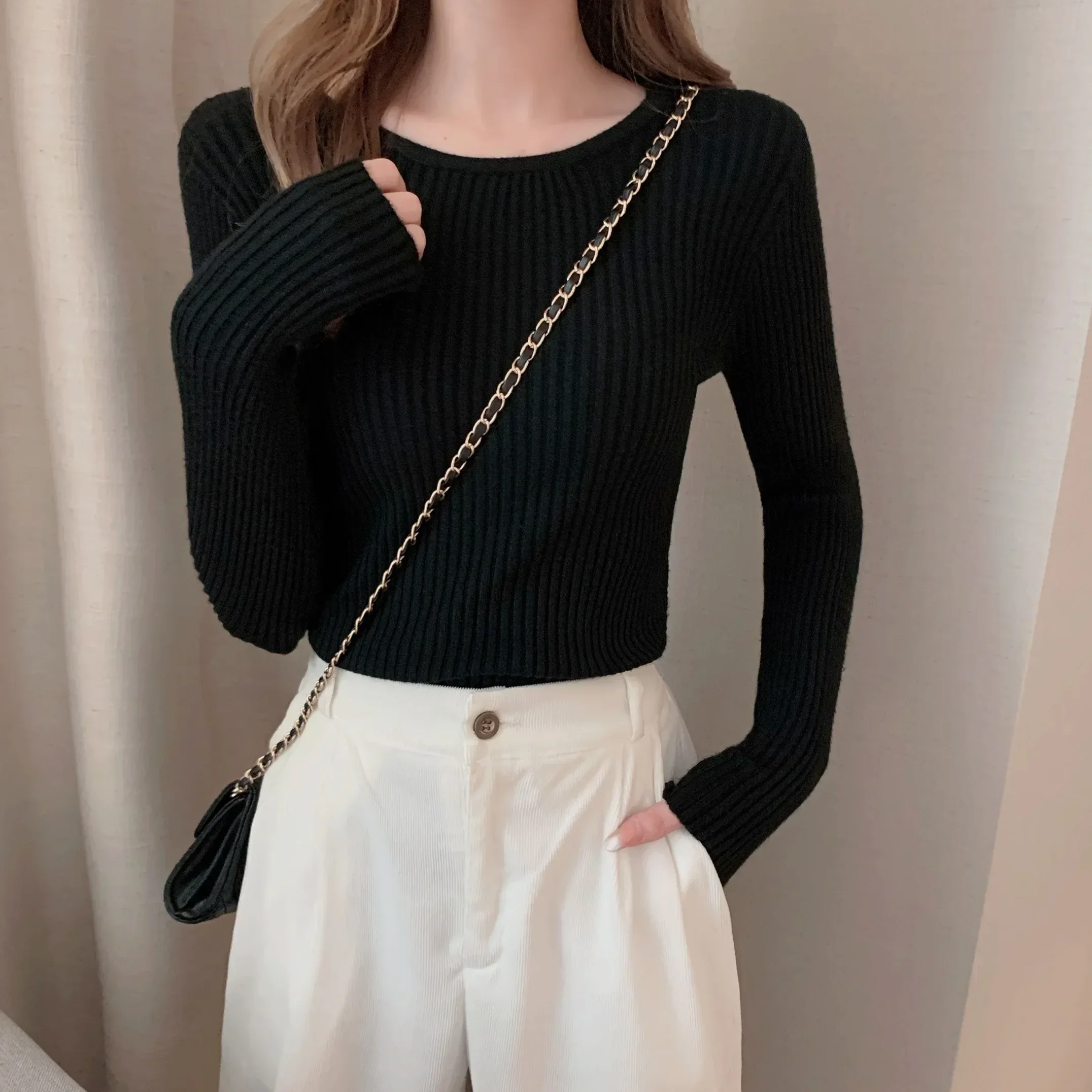 2025, herbst Winter Frauen Pullover Casual Langarm Gestrickte Pullover Pullover Femme Grundlegende Solide Jersey Tops Mode Kleidung