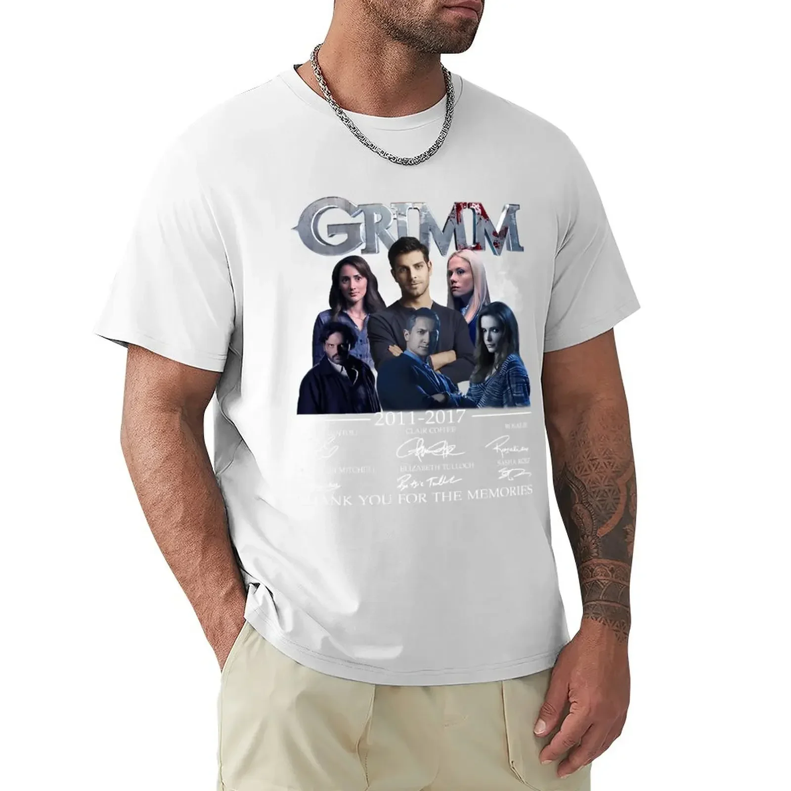 Mens Black T-Shirt New Edition Blanks Mens T Shirt Grimm Movie 2011-2017 Cast Full Signed David Giuntoli Bitsie Tulloch Summer