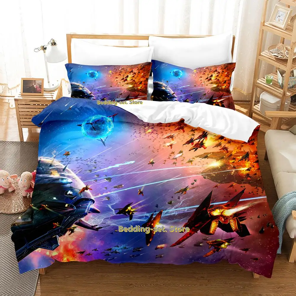 2025 Cool Sci Fi Battle Bedding Set Single Twin Full Queen King Size Bed Set Adult Kid Bedroom Duvetcover Sets Aircraft Tank col