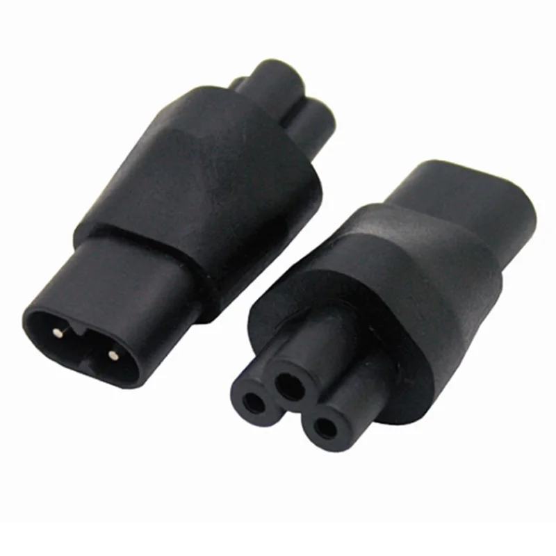 Conector de alimentación negro IEC320 C8 a C5 figura 8 a flor de ciruelo 3 orificios hembra a 2 pines macho adaptador de corriente enchufe convertidor