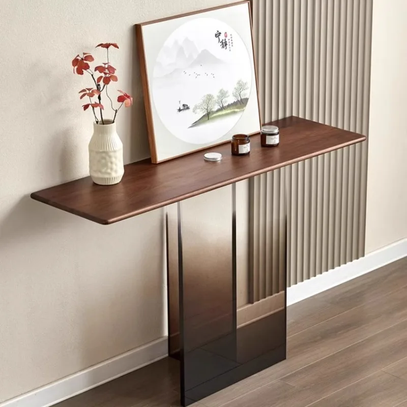 Scandinavian Acrylic Floating Console Table, Wall Mounted Narrow Entryway Desk and Hallway Sideboard for Living Room Display