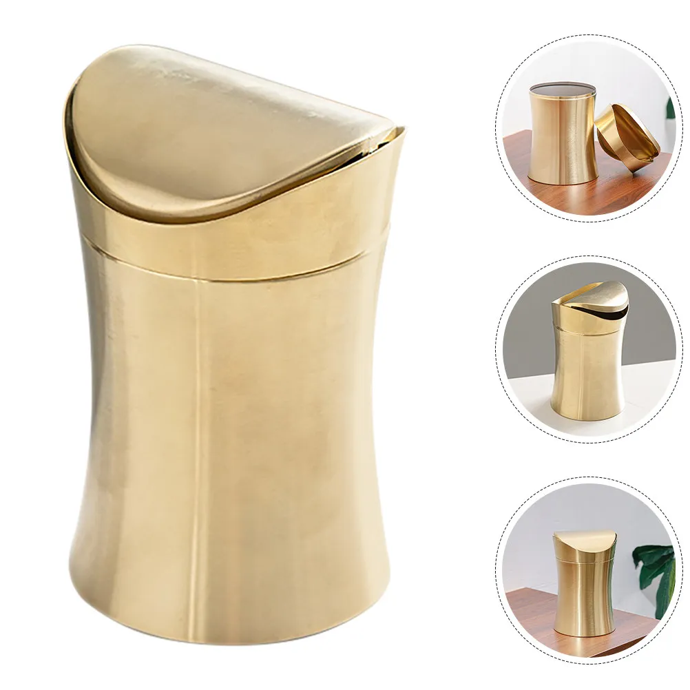 

Small Stainless Steel Desktop Trash Can with Lid Stylish Countertop Trash Bin for Desk Bathroom Kitchen Tabletop Mini Garbage