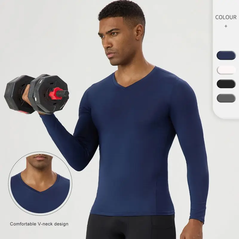 

Men's Compression Long Sleeve Shirt Sport Tees Gym Fitness Sportshirts Male Jogging Sportswear Athletic Tight Sports Base Layer