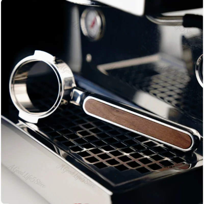 For Airflow Flat Mirror Black Walnut  Handle E61 Spicy Mom Bottomless Coffee Handle 58mm（Only Handle Without Powder Bowl）