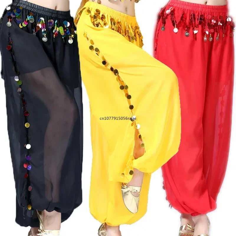 Belly Dance Pant Women's Genie Harem Pants Oriental Belly Dancing Tribal Costume India Shinny Bloomers Trousers