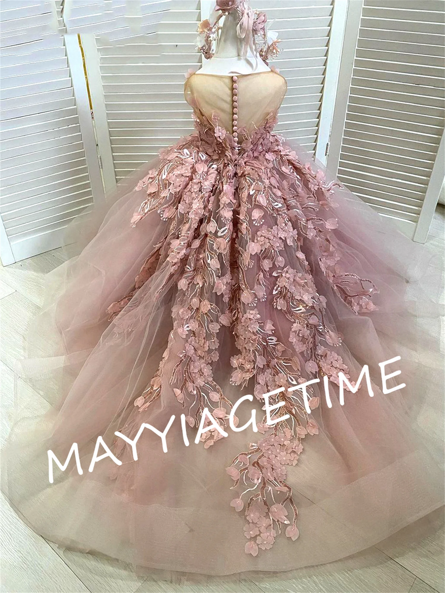 Lace Flower Girl Dresses Tulle Puffy Girl Princess Dress Sleeveless Long Girl Wedding Party Dress Child Dress Baby Girl Dress