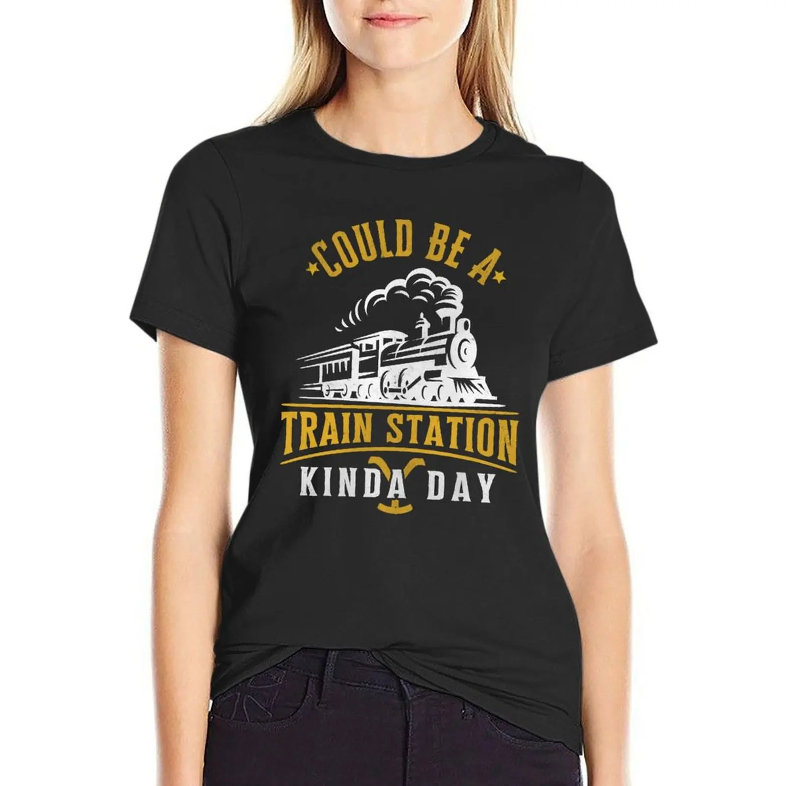 Could Be A Train Station Kind of Day Funny Vintage T-Shirt shirts graphic tees customizeds heavyweights t-shirts for Women pack