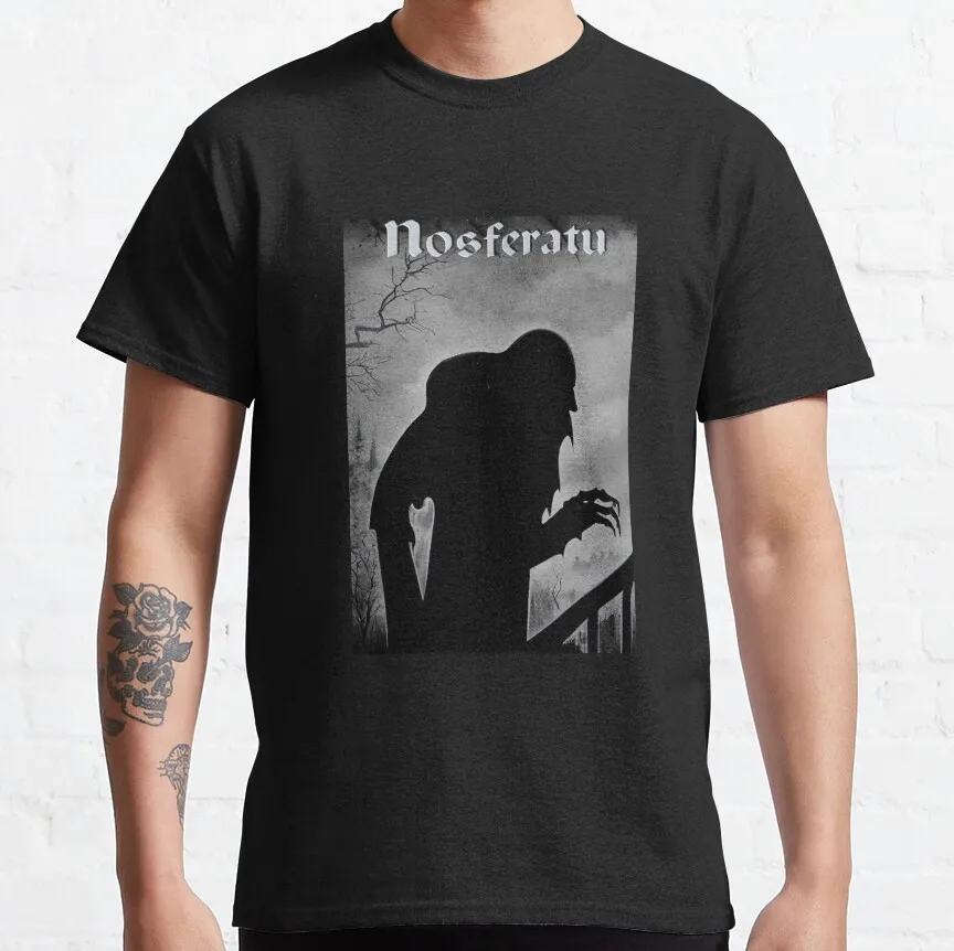 

Horro Movie AI created Nosferatu graphic t shirts Shadow The Mystery Hunter scary halloween Tee A Symphony of Vampire cult