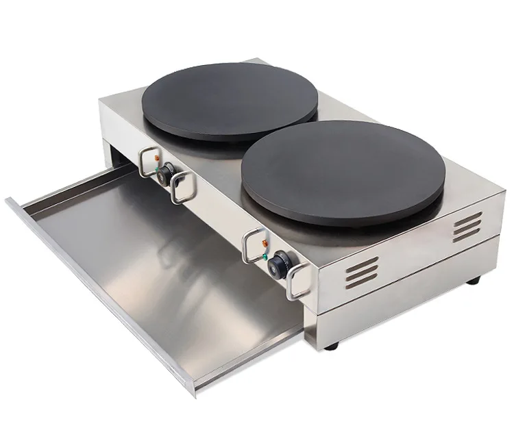 Pancake roti empanada crepe maker/commercial pancake roti crepe making machine/pancake roti empanada double-head crepe machine