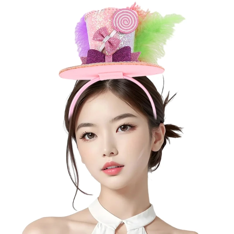 Costume amusant plumes bandeau fête d'anniversaire chapeau mignon Festival haut-de-forme bandeau